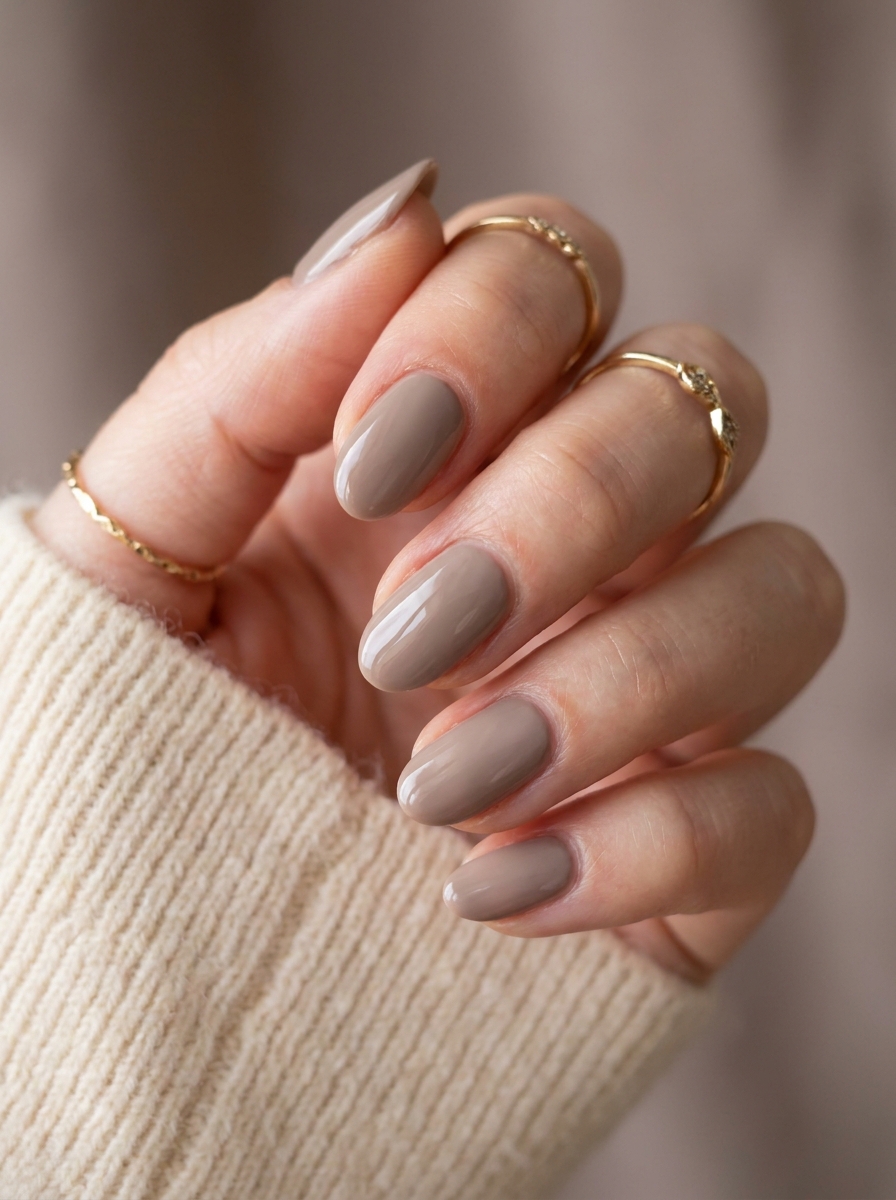 Taupe Gloss Nails als Simple Fall Nails Inspiration 2026